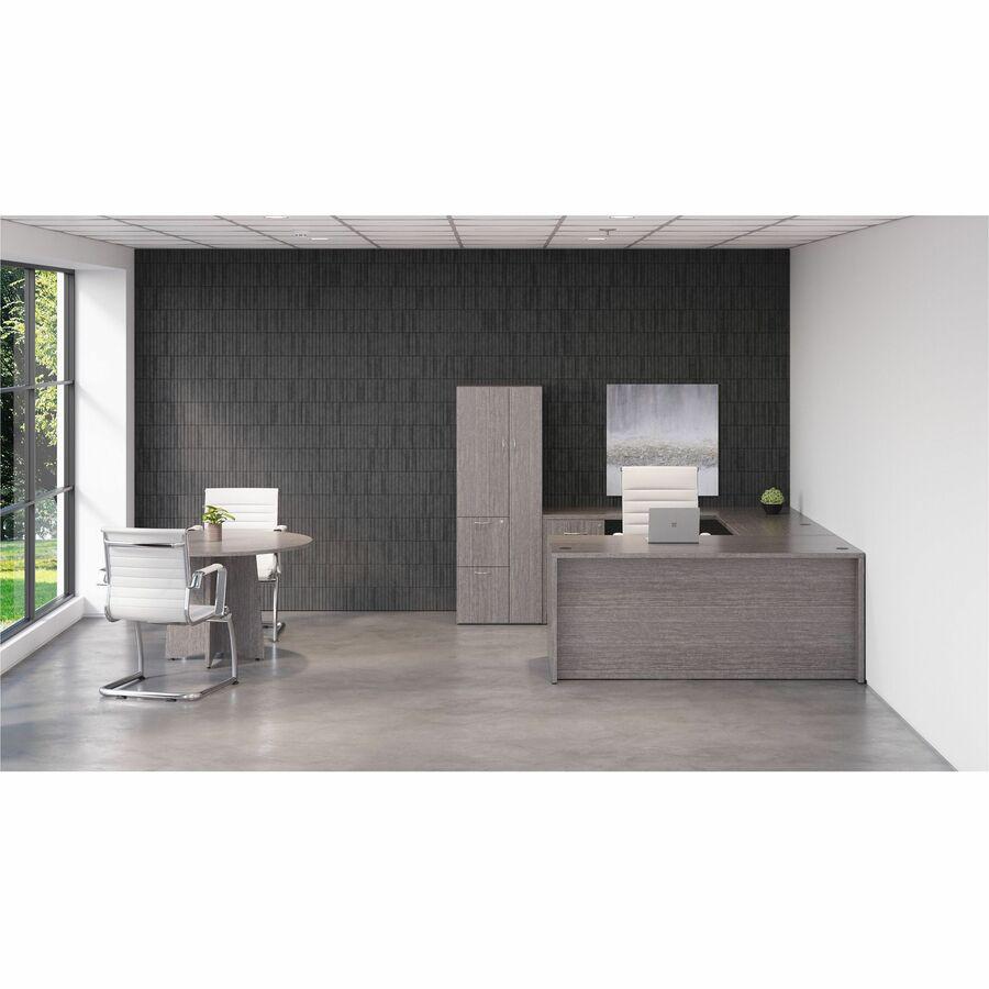 Lorell Essentials Series Rectangular Desk Shell - 29.5" Height x 70.9" Width x 35.4" Depth, 70.9" Width x 35.4" Depth x 1" Thickness Top - Laminate, Weathered Charcoal Table Top - Grommet, Durable, Mo. Picture 2