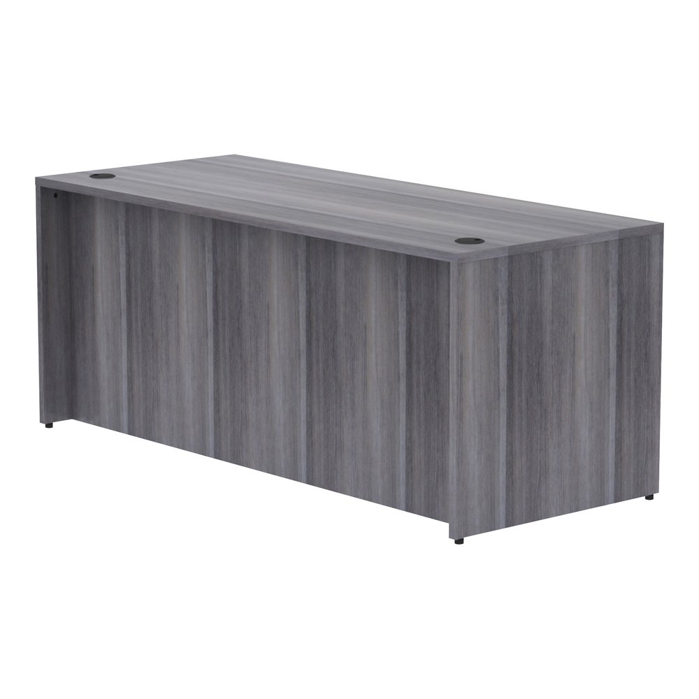Lorell Essentials Series Rectangular Desk Shell - 29.5" Height x 70.9" Width x 29.5" Depth, 70.9" Width x 29.5" Depth x 1" Thickness Top - Laminate, Weathered Charcoal Table Top - Grommet, Modesty Pan. Picture 7