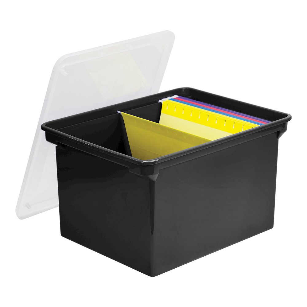 Storex Letter/Legal Tote Storage Box - Internal Dimensions: 15.50" Length x 12.25" Width x 9.25" Height - External Dimensions: 18.3" Length x 13.9" Width x 10.6" Height - 45 lb - 9.25 gal - Media Size. Picture 4