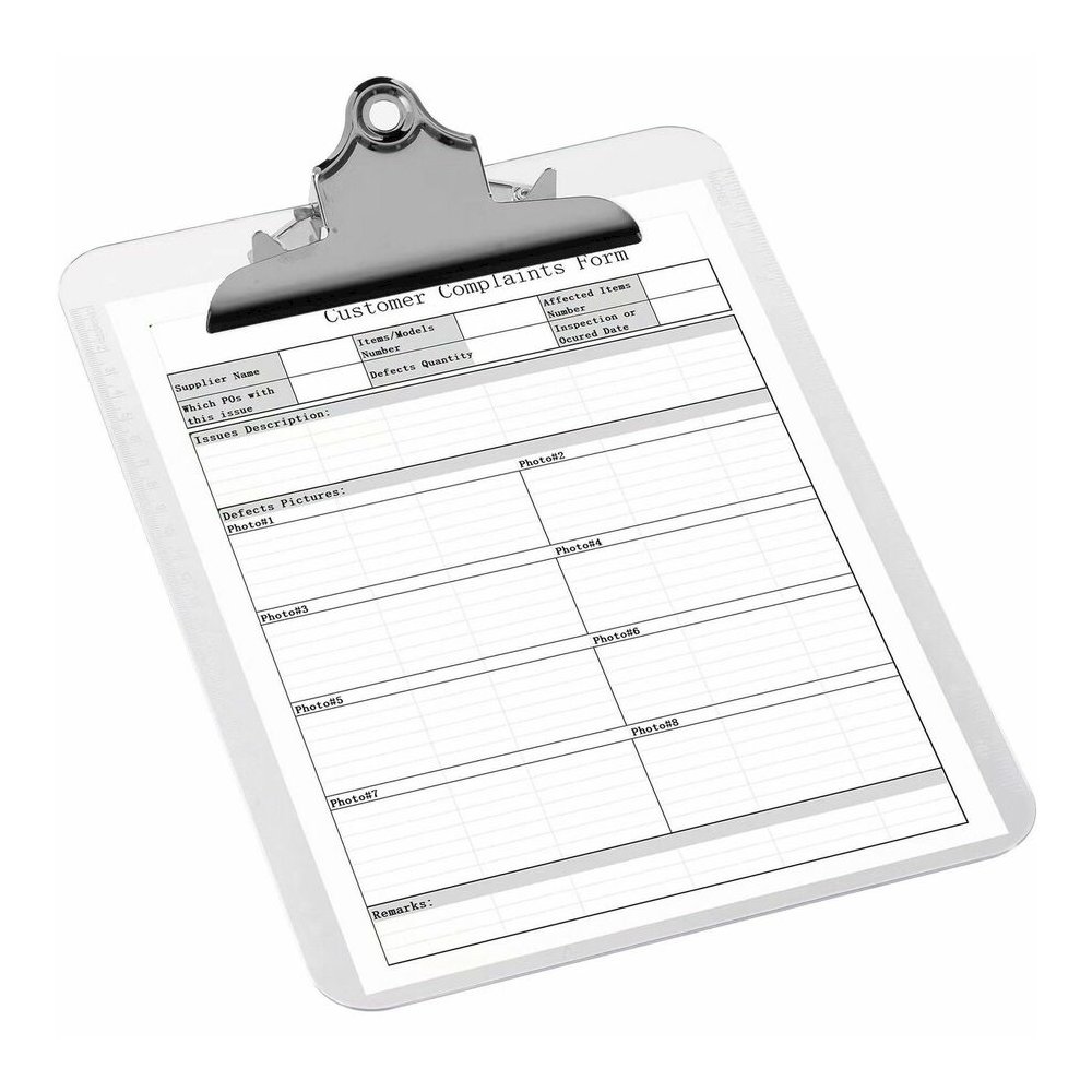 Business Source Spring Clip Plastic Clipboard - 8 1/2" x 11" Sheet Size - Spring Clip - Plastic - Clear - 12 / Box. Picture 5