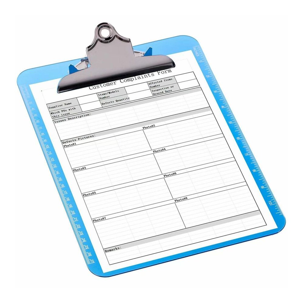 Business Source Spring Clip Plastic Clipboard - 8 1/2" x 11" Sheet Size - Spring Clip - Plastic - Blue - 12 / Box. Picture 5