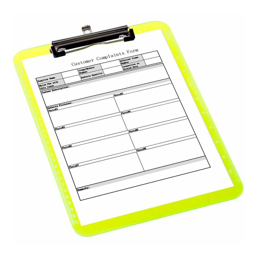 Business Source Flat Clip Clipboard - 9" x 12" Sheet Size - Plastic - Neon Green - 6 / Bundle. Picture 6
