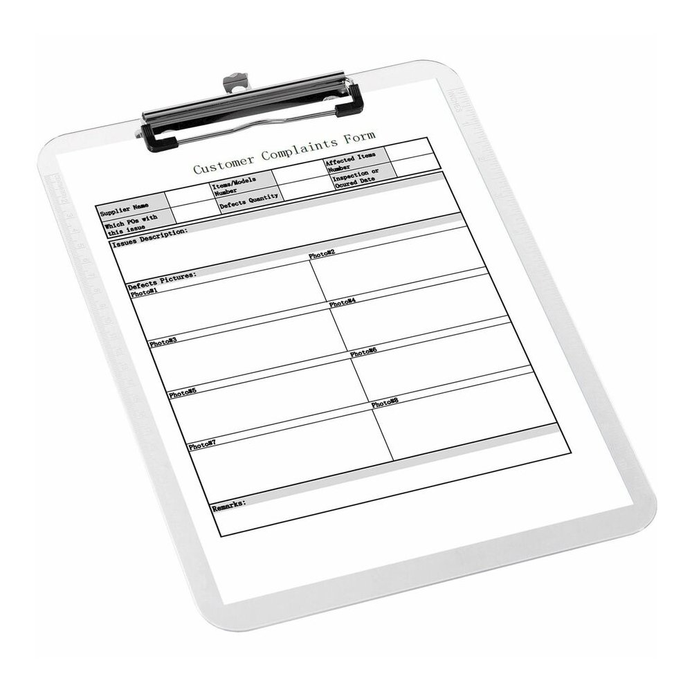 Business Source Flat Clip Clipboard - 9" x 12" Sheet Size - Plastic - Clear - 6 / Bundle. Picture 5