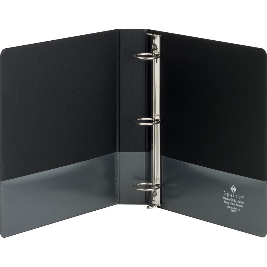 Business Source Premium Round Ring View Binder - 1 1/2" Binder Capacity - Letter - 8 1/2" x 11" Sheet Size - 350 Sheet Capacity - Fastener: Round Ring - Pocket: 2, Internal - Polypropylene, Chipboard . Picture 5