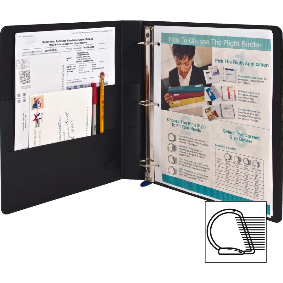 Business Source EasyOpen Locking Slant-D Ring Binders - 1" Binder Capacity - Letter - 8 1/2" x 11" Sheet Size - 200 Sheet Capacity - Slant D-Ring Fastener(s) - Inside Front & Back Pocket(s) - Polyprop. Picture 10