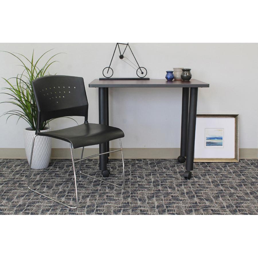 Boss Black Stack Chair With Chrome Frame 4 Pcs Pack - Black Polypropylene Seat - Black Polypropylene Back - Chrome Frame - Sled Base - 4 Pack. Picture 2