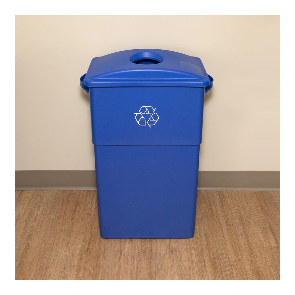 Genuine Joe 23-gallon Recycling Bin Round Cutout Lid - Round - Blue - 4 / Carton. Picture 7