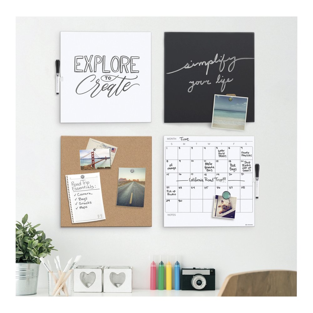 U Brands Frameless Cork Canvas Bulletin Board - 14" Board Height x 14" Board Width - Natural Cork Surface - Self-healing, Frameless, Easy Installation, Sleek Style, Self-healing, Mounting System - 1 E. Picture 6