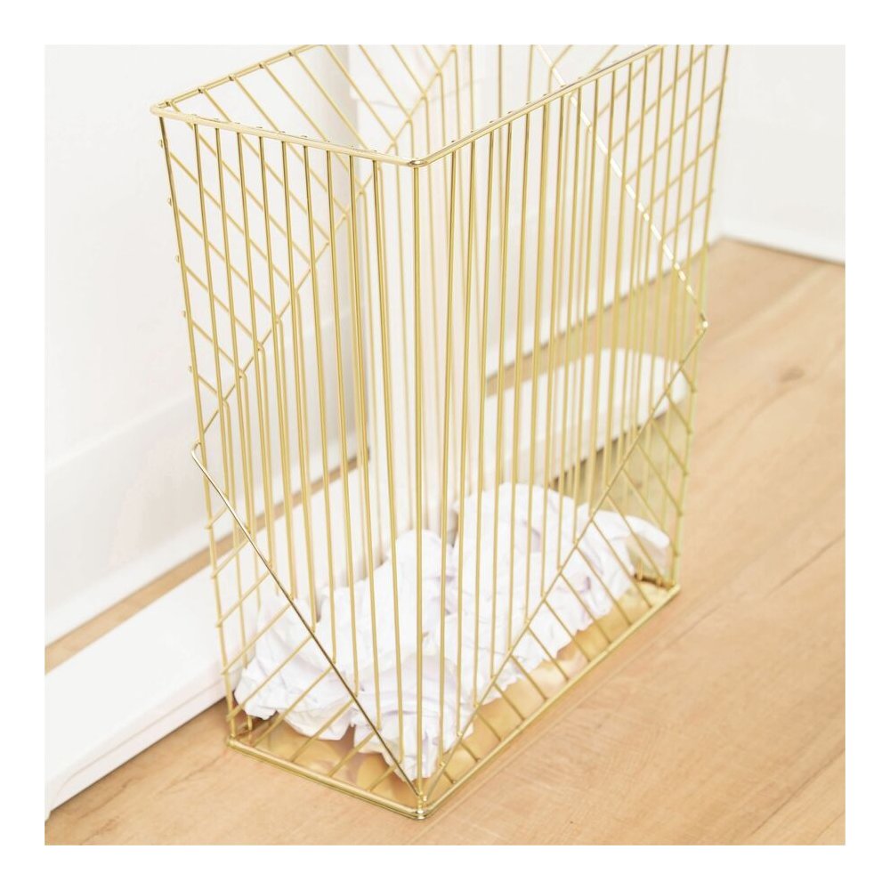 U Brands Vena Waste Basket - Sturdy, Lightweight - 6.1" Height x 12.2" Width - Metal Wire - Gold - 1 Each. Picture 5
