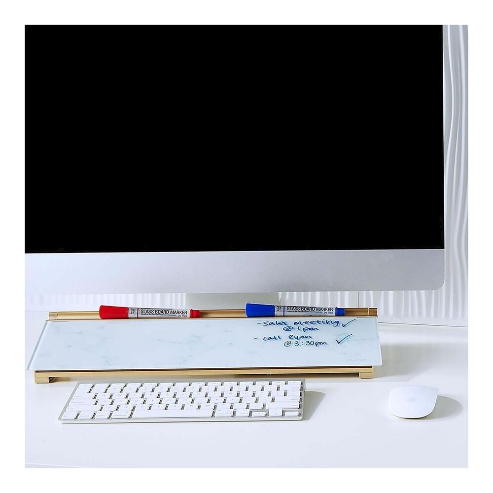 Quartet Glass Dry-Erase Desktop Computer Pad - 6" (0.5 ft) Width x 18" (1.5 ft) Height - Marble Glass Surface - Rectangle - Horizontal - Desktop - 1 Each. Picture 2