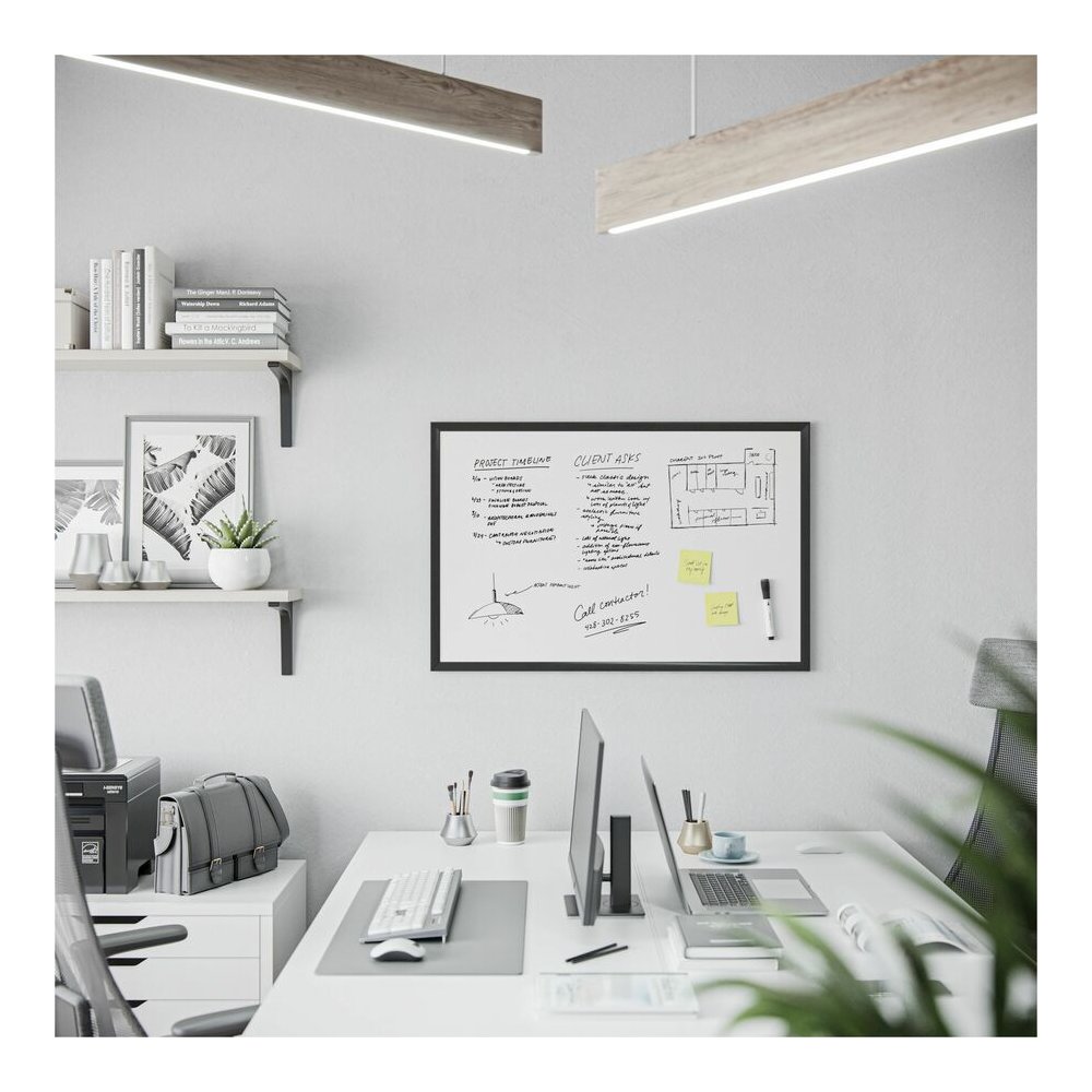 U Brands Magnetic Dry-Erase Board - 35" (2.9 ft) Width x 23" (1.9 ft) Height - White Painted Steel Surface - Black Wood Frame - Rectangle - Horizontal/Vertical - Magnetic - 1 Each. Picture 8