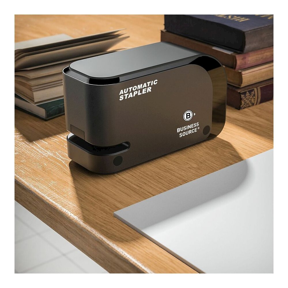 Business Source Electric Stapler - Staples Upto 20 Sheet - Holds Upto 105 Staple - Half Strip - Staple Size: 24, 26/0.24" , 0.24" - 2 x AA - Black - 1 Each. Picture 5