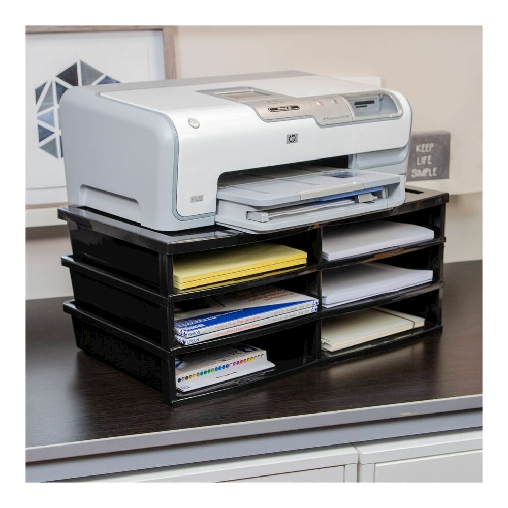 Storex Quick Stack 6-sorter Organizer - 500 x Sheet - 6 Compartment(s) - Compartment Size : 8.75" x 11.50" x 2" - 8.70" Height x 13.60" Width20.50" Length - Black - Plastic - 1 Each. Picture 7