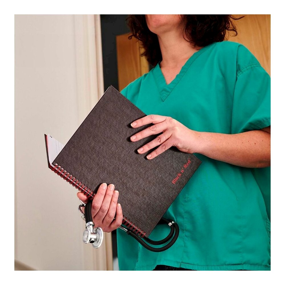 Black n' Red Hardcover Twinwire Business Notebook - Twin Wirebound - 12" Height x 8.5" Width x 1.7" Length - Matte Cover - Perforated, Bleed Resistant - 3 / Pack. Picture 7