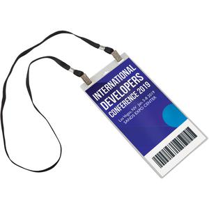 Advantus Event/Credential Badge Holder - 0.1" Height x 4" Width x 8" Length - Clear, Black - 5 / Pack. Picture 3