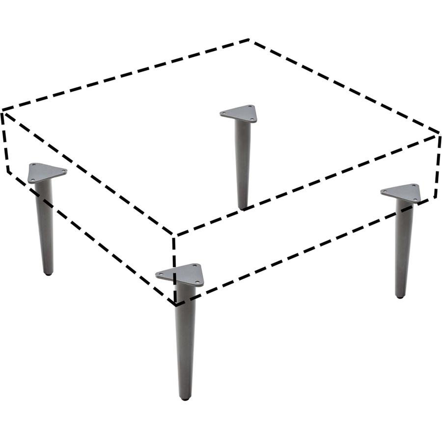 Lorell Contemporary Reception Collection Single Metal Bases - 1.5" Height x 4.5" Width x 9.8" Depth - Material: Metal - Finish: Gray - For Meeting - 1 Set. Picture 2