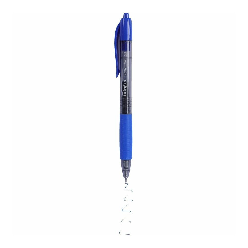 Integra Retractable 0.7mm Gel Pen - Retractable - Blue Ink - Gel-based - Blue Barrel - 1 Dozen. Picture 8