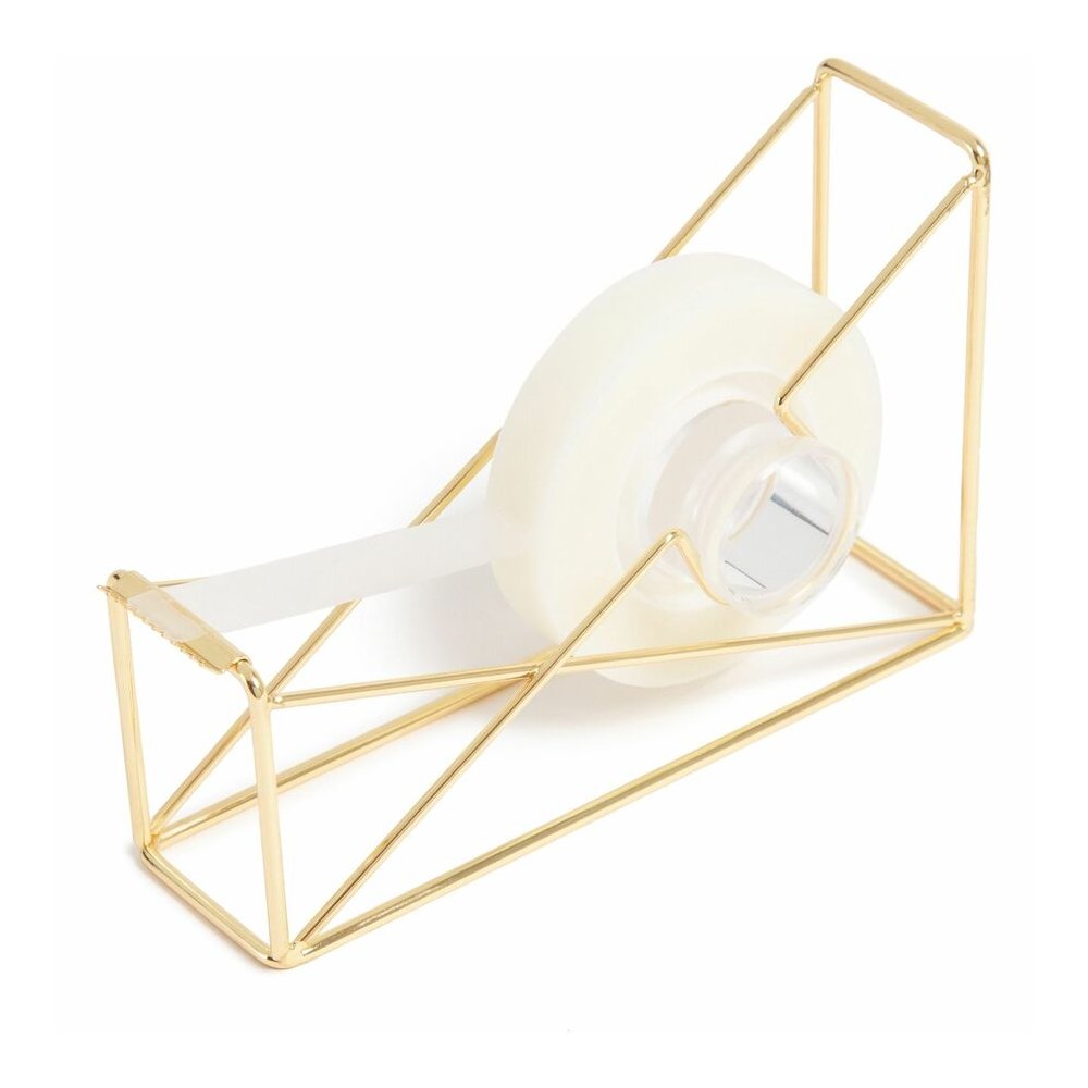 U Brands Vena Tape Dispenser - 1" Core - Refillable - Easy to Use, Sturdy, Lightweight - Wire Metal - Gold - 1 Each. Picture 5
