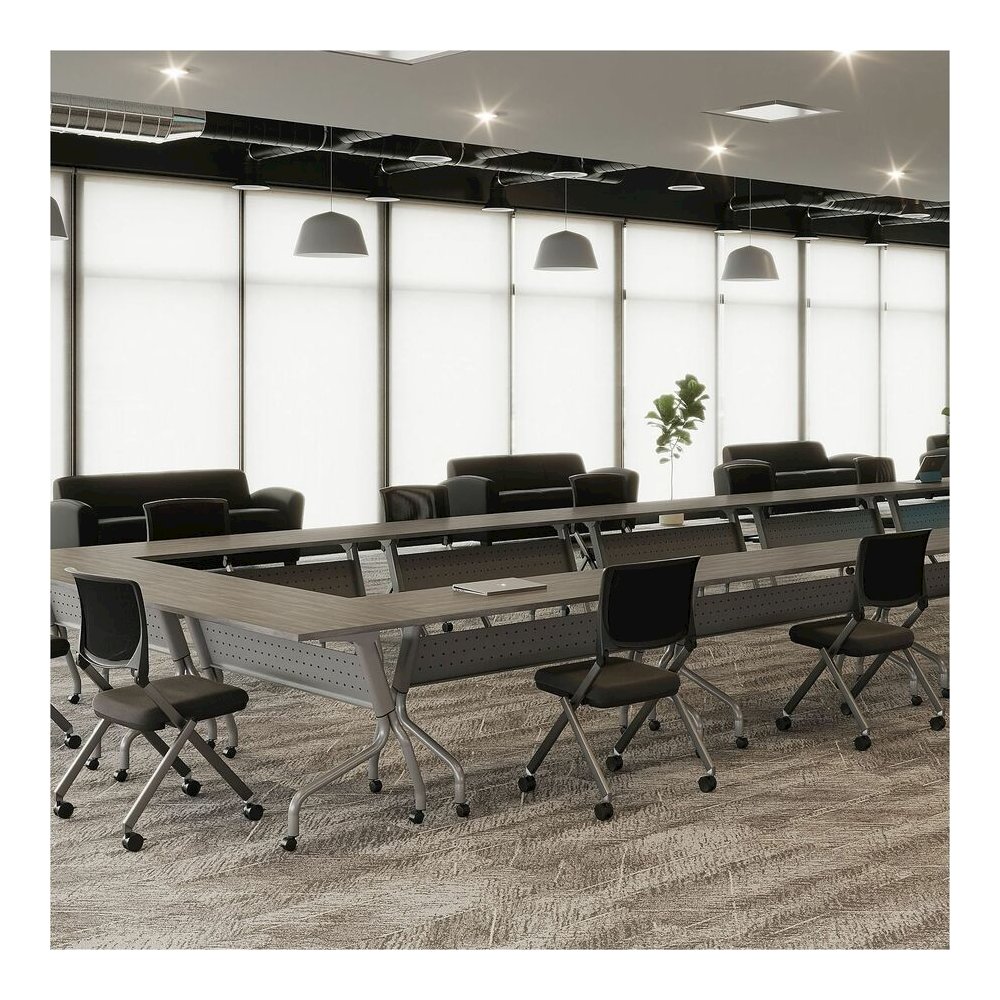 Lorell Flip Top Training Table - Charcoal Rectangle, Melamine Top - Black Four Leg Base - 4 Legs x 60" Table Top Width x 23.60" Table Top Depth - 29.50" Height - Melamine - 1 Each. Picture 8