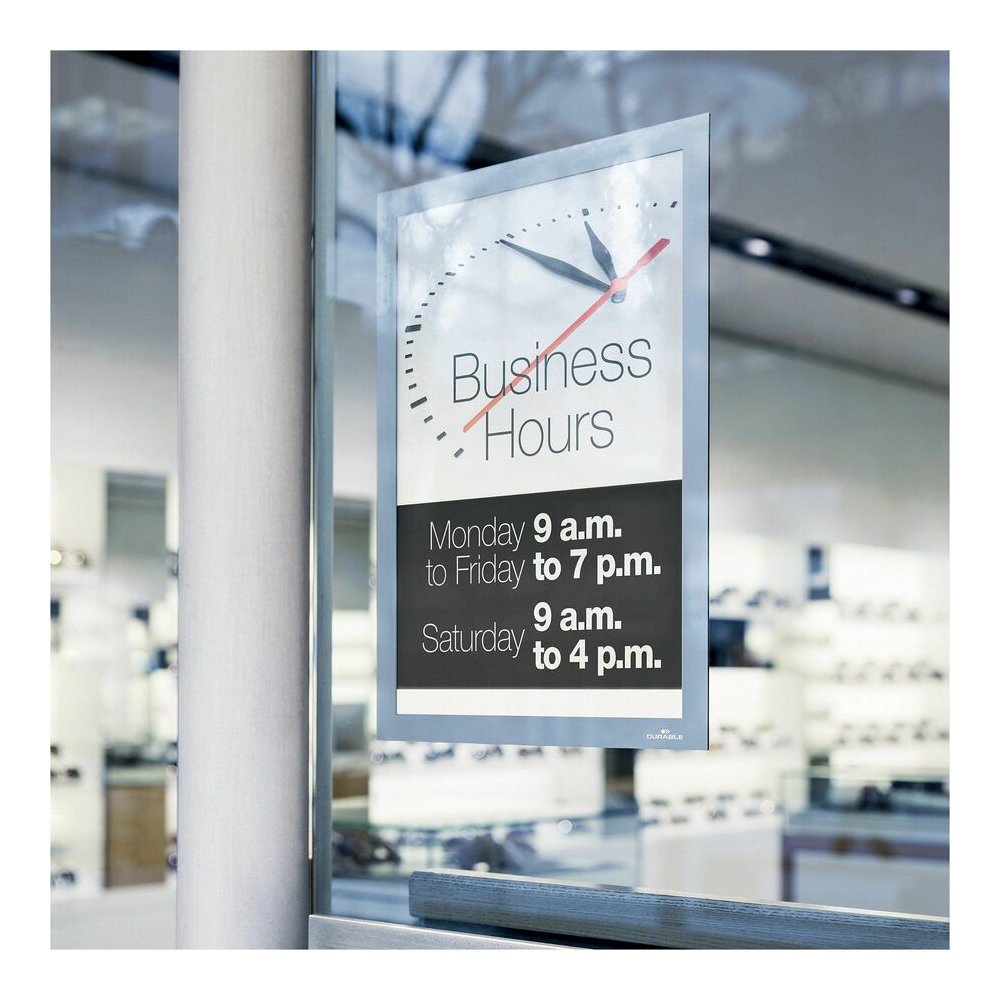 DURABLE The Infoframe - Glass-mountable, Window-mountable - Removable, Both Sides Display, Sturdy, UV Resistant, Heat Resistant, Repositionable - Information, Advertising - 2 / Pack. Picture 5