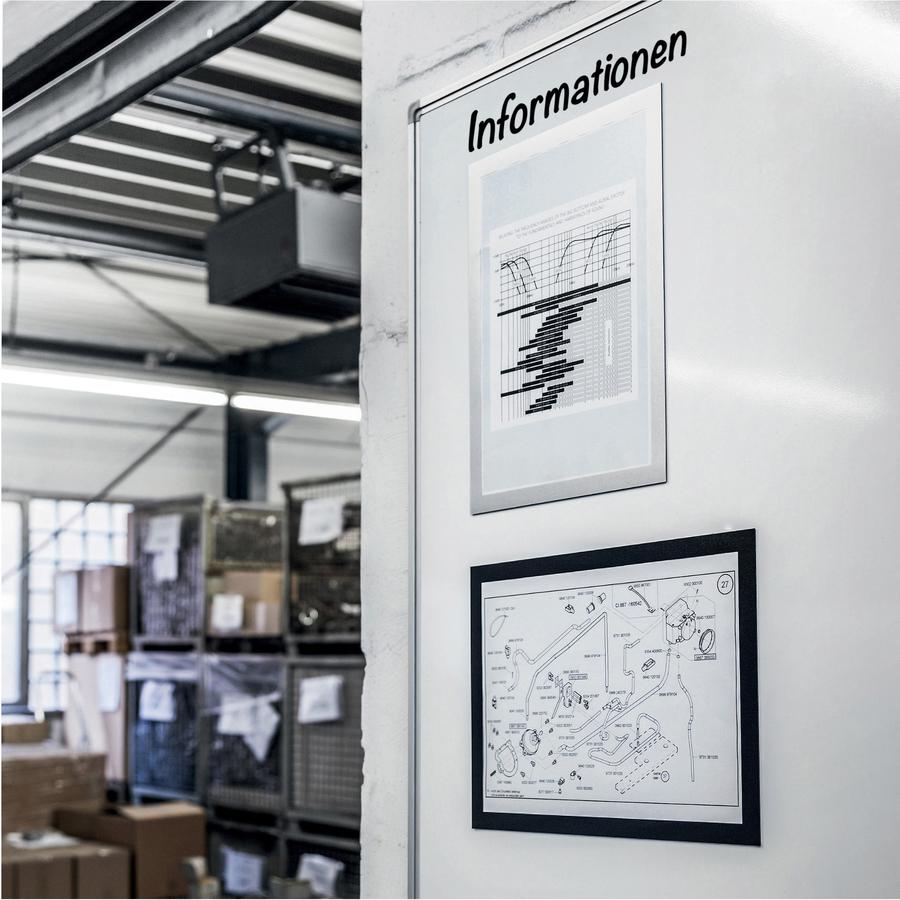 DURABLE DURAFRAME Magnetic Frame - 5.50" Holding Width x 8.50" Holding Height - Magnetic, Sturdy, Four Sided, Anti-glare - Document, Whiteboard, Office - Plastic - Black - 2 / Pack. Picture 2
