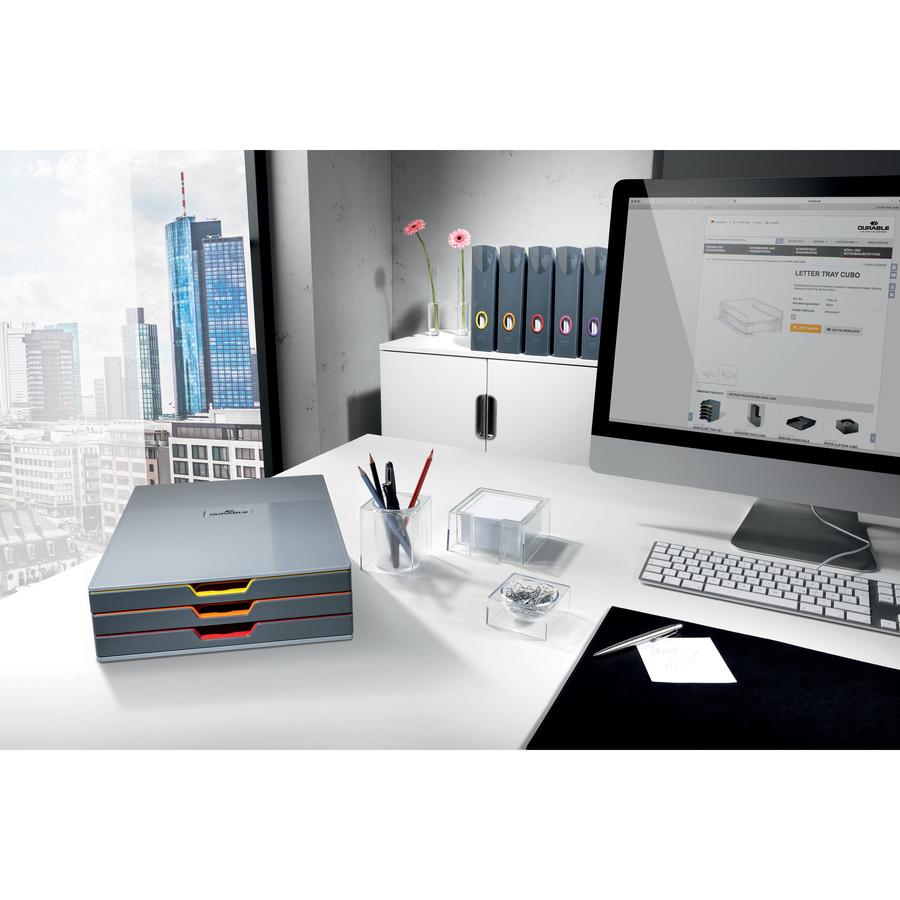 DURABLE VARICOLOR Magazine Rack Set, Gray/Multicolor - 5 pack - Gray, Multicolor - 5 / Carton. Picture 2