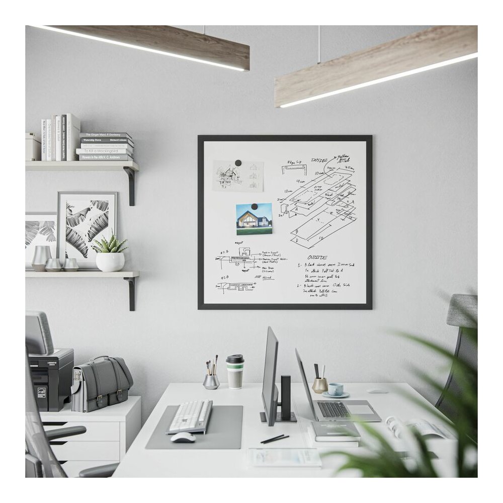 U Brands Magnetic Dry-Erase Board - 36" (3 ft) Width x 36" (3 ft) Height - White Painted Steel Surface - Black Wood Frame - Square - Horizontal/Vertical - Magnetic - 1 Each. Picture 3