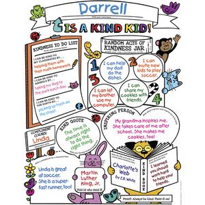 Scholastic 3-6 Class Kindness Personal Poster - 9.2" Width x 7" Height - Black, White. Picture 2