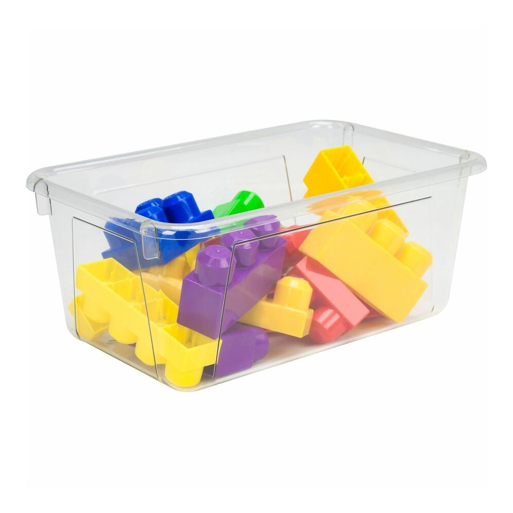 Storex Crystal Clear Cubby Bin - 5.18" Height x 7.80" Width x 12.09" Length - Clear - 5 / Carton. Picture 4
