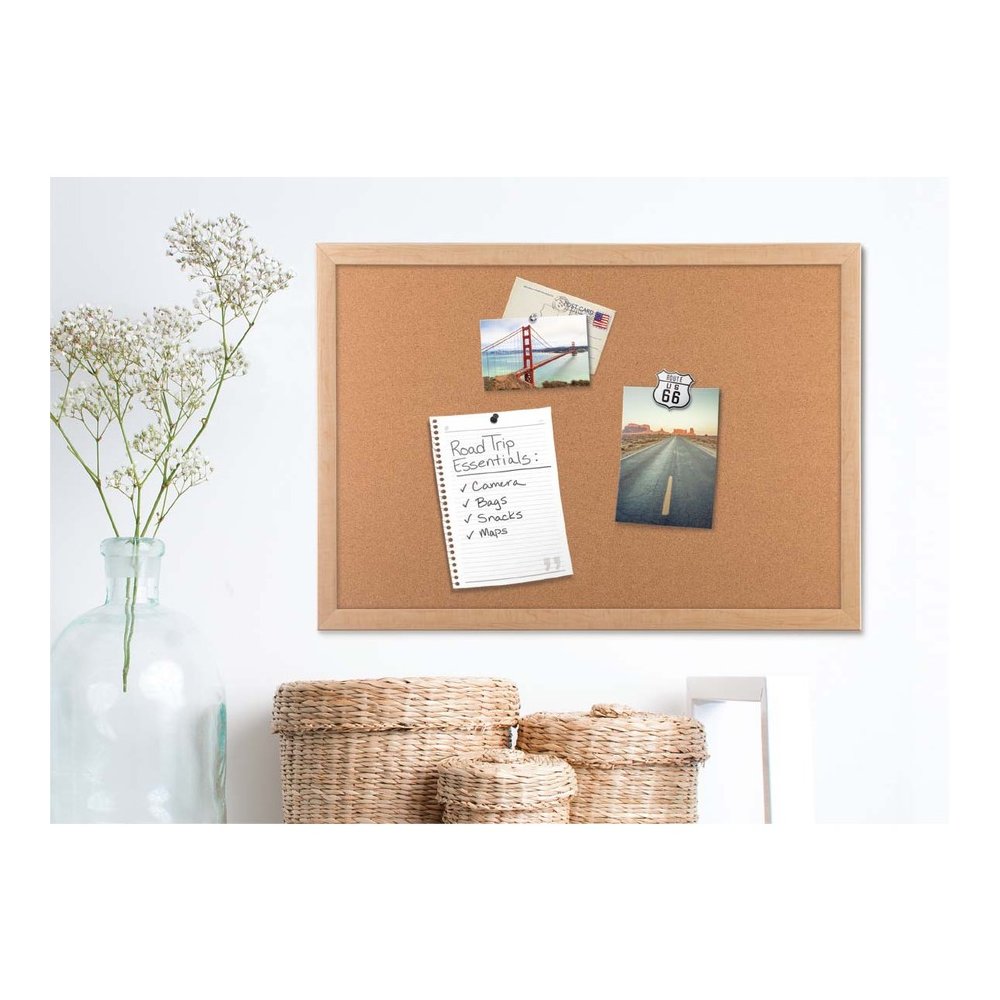 U Brands Cork Bulletin Board - 36" Board Height x 48" Board Width - Natural Cork Surface - Self-healing, Durable, Mounting System, Tackable - Birch Wood Frame - 1 Each. Picture 6