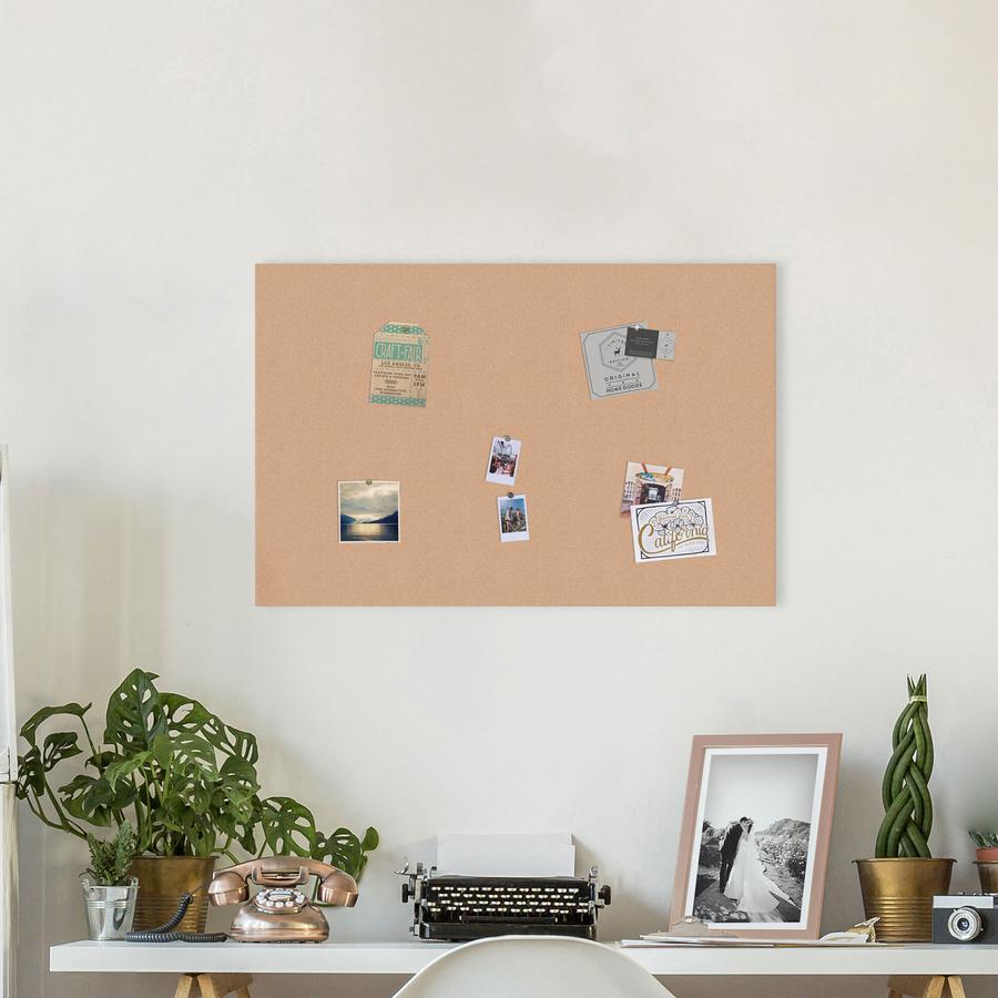 U Brands Cork Canvas Bulletin Board - 35" X 23" , Natural Cork Surface - Self-healing, Durable, Mounting System, Tackable, Frameless - 1 Each. Picture 2