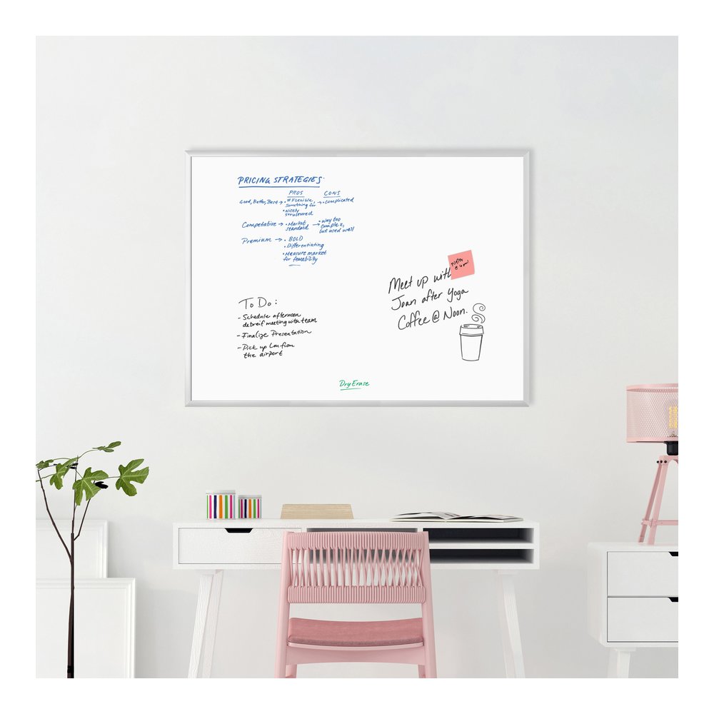 U Brands Melamine Non-Magnetic Dry-Erase Board - 48" (4 ft) Width x 36" (3 ft) Height - White Melamine Surface - Silver Aluminum Frame - Rectangle - Horizontal/Vertical - 1 Each. Picture 4