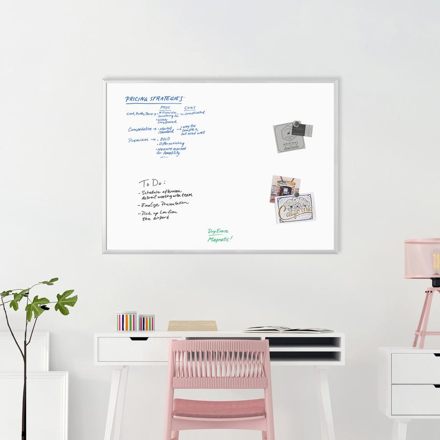 U Brands Magnetic Dry-Erase Board - 48" (4 ft) Width x 36" (3 ft) Height - White Painted Steel Surface - Silver Aluminum Frame - Rectangle - Horizontal/Vertical - Magnetic - 1 Each. Picture 2