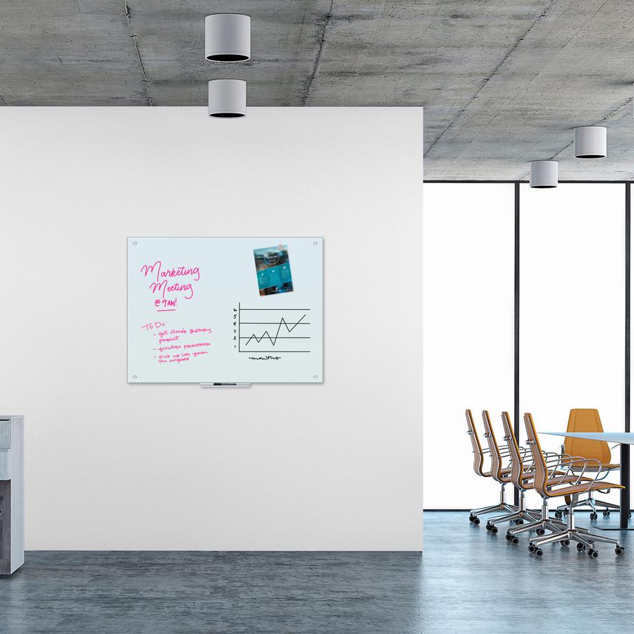 U Brands Magnetic Glass Dry Erase Board - 35" (2.9 ft) Width x 47" (3.9 ft) Height - Frosted White Tempered Glass Surface - Rectangle - Horizontal/Vertical - Magnetic - 1 Each. Picture 2