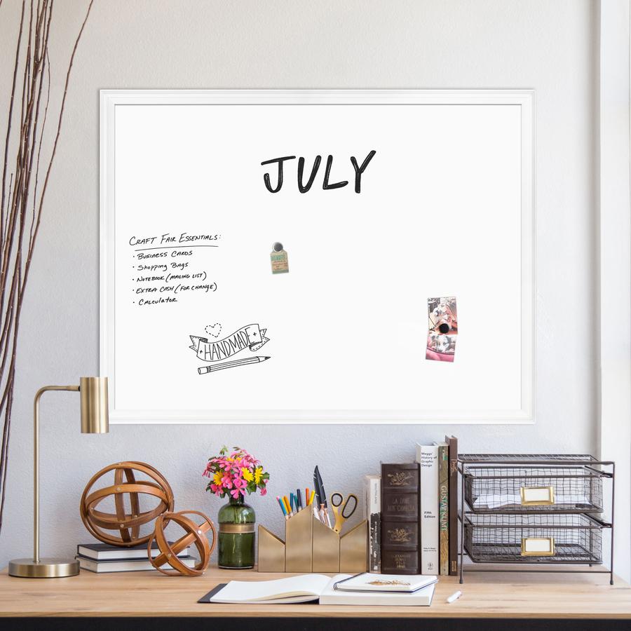 U Brands Magnetic Dry-Erase Board - 40" (3.3 ft) Width x 30" (2.5 ft) Height - White Painted Steel Surface - White Decor Frame - Rectangle - Horizontal/Vertical - Magnetic - Sturdy, Stain Resistant, G. Picture 2
