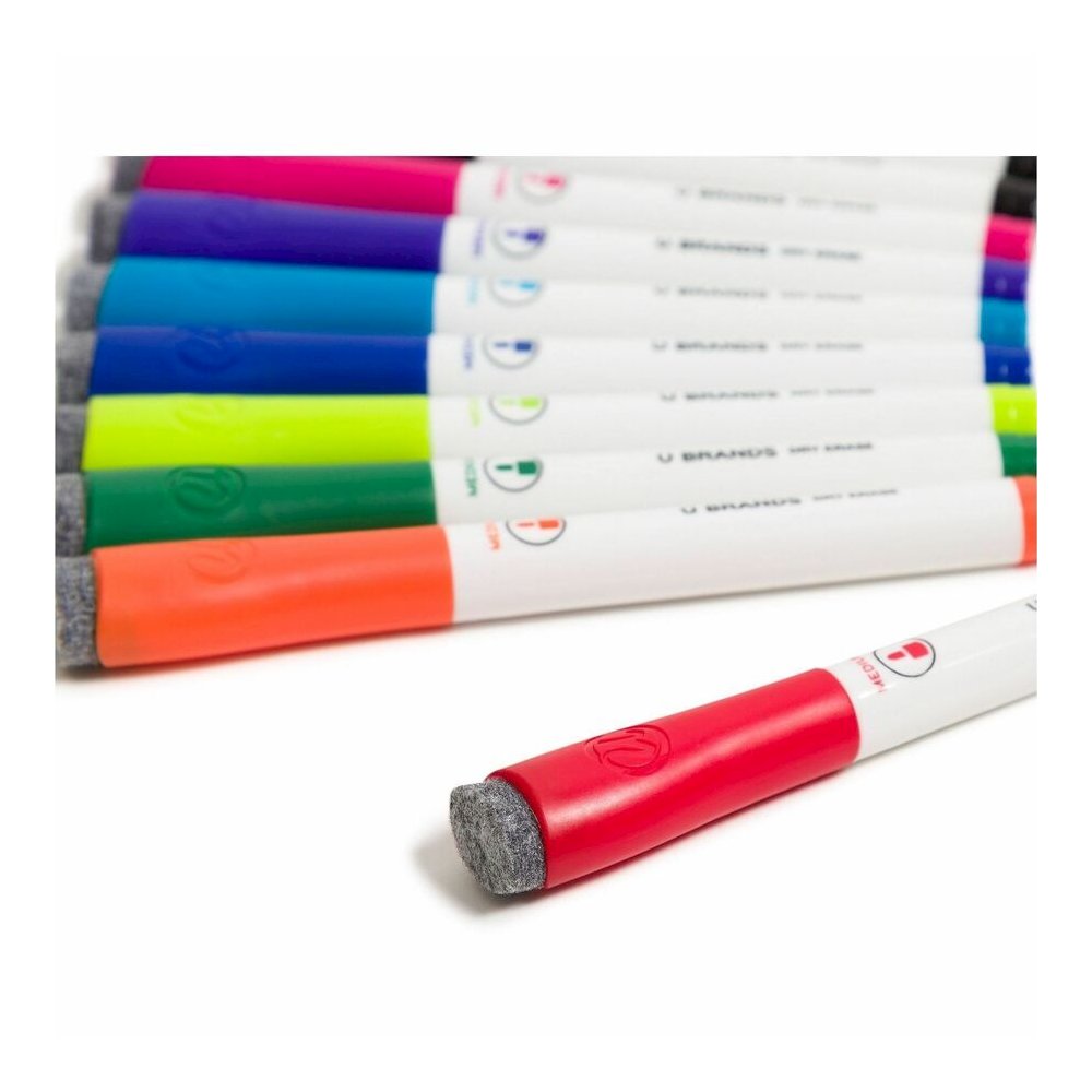 U Brands Dry-Erase Markers - Erasable - Assorted Ink - White Plastic Barrel - 10 / Pack. Picture 4