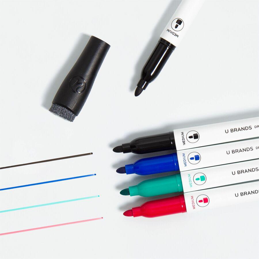 U Brands Magnetic Dry-Erase Markers - Erasable - Assorted Ink - White Plastic Barrel - 12 / Pack. Picture 2