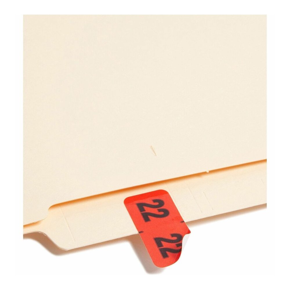 Smead ETYJ Color-Coded Year Labels - 2022 - x 1 1/2" Width x 3/4" Length - Rectangle - Red - Laminated - 500 / Roll. Picture 3
