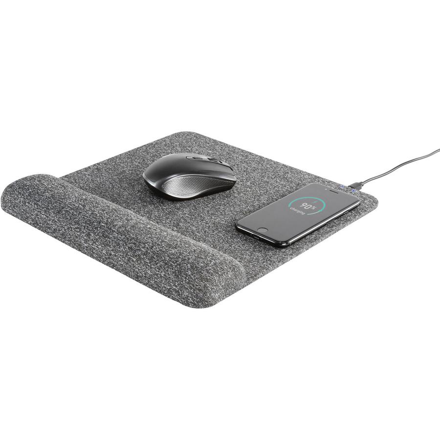 Allsop PowerTrack Plush Wireless Charging Mousepad - (32304) - 1.85" Height x 11.60" Width - Gray - Memory Foam - Mouse - Retail - 1 Each. Picture 2