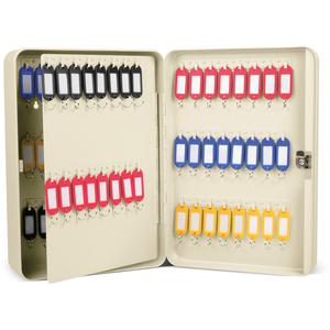 CARL Steel Security Key Cabinet - 12.5" Length x 9.3" Width x 3.5" Height - Lockable, Wall Mountable - Ivory - Steel. Picture 3