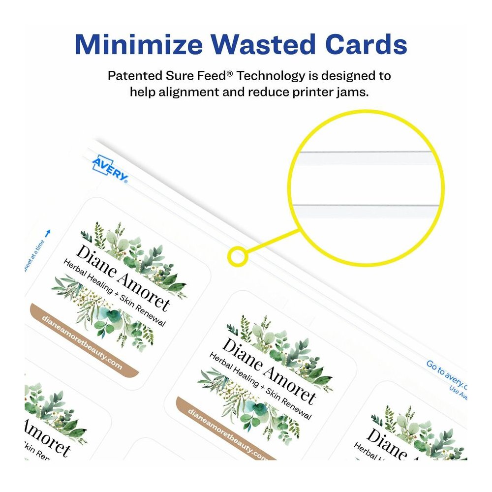 Avery&reg; Clean Edge Square Cards, Rounded Corners, 2.5" x 2.5" (35703) - 145 Brightness - A4 - 8 1/2" x 11" - 91 lb Basis Weight - 247 g/m² Grammage - Matte - Printable, Rounded Corner, Die-cut. Picture 2