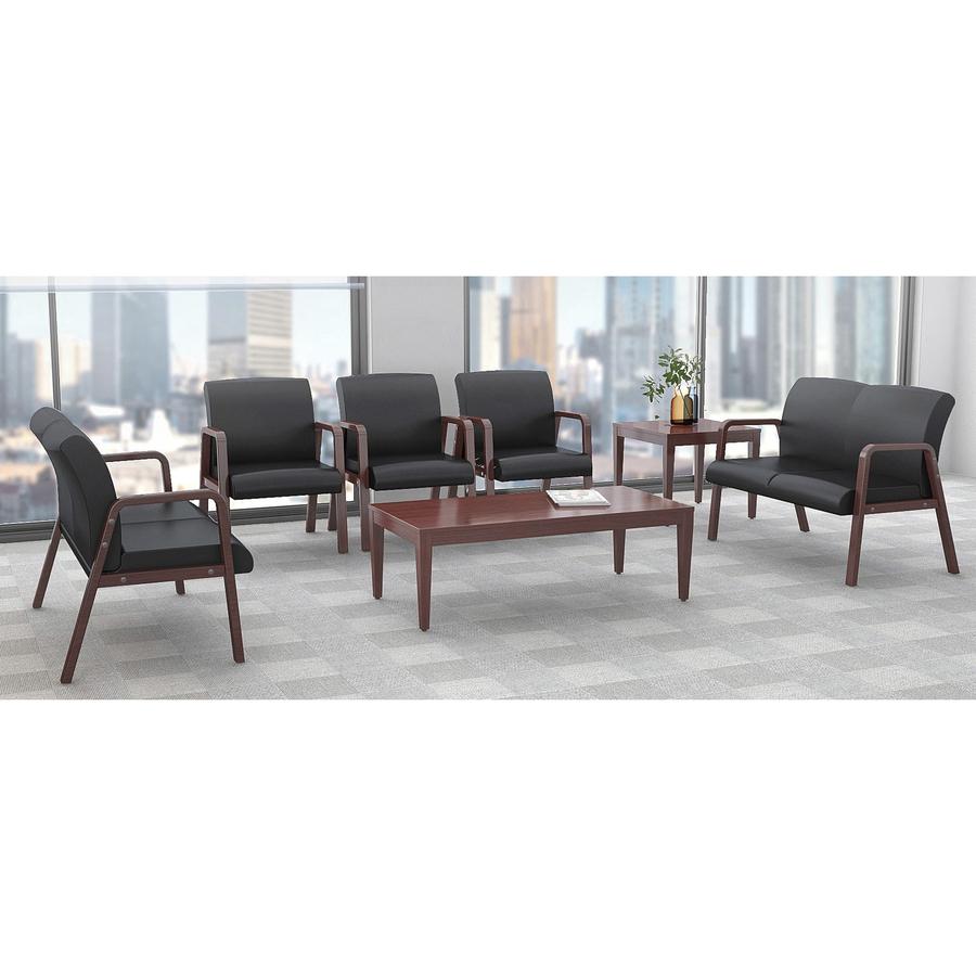 Lorell Upholstered Loveseat - Wood Frame - Black Mahogany - Bonded Leather - Armrest - 1 Each. Picture 2