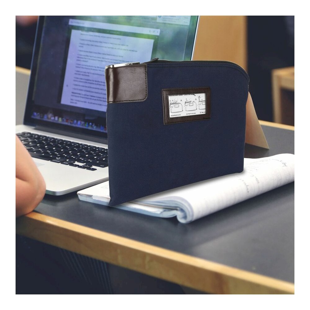 Sparco Locking Currency Bag - 11" Length x 8.50" Width - Navy - Coin, Currency, Document - 1 Pack. Picture 3