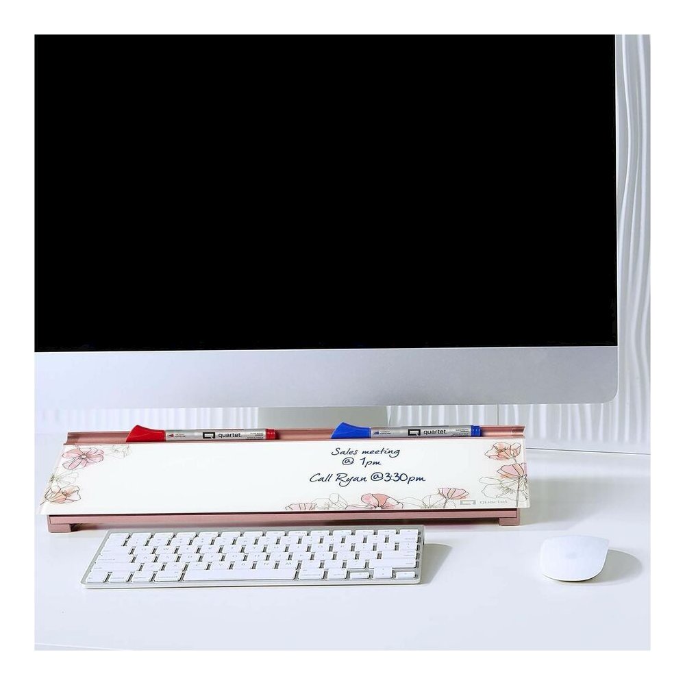 Quartet Floral Design Glass Dry-Erase Desktop Pad - 18" (1.5 ft) Width x 6" (0.5 ft) Height - Multi Glass Surface - Rectangle - Horizontal - Desktop - 1 Each. Picture 2