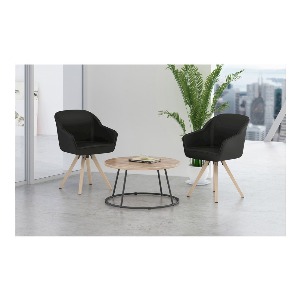 Lorell Accession Coffee Table - Walnut Round Top - Powder Coated Four Leg Base - 4 Legs - 200 lb Capacity - 1" Table Top Thickness x 31.50" Table Top Diameter - 16.75" Height - Assembly Required - Lam. Picture 5
