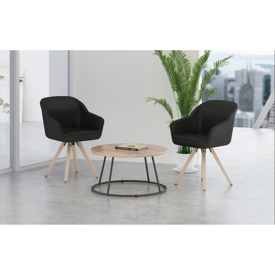 Lorell Accession Coffee Table - Round Top - Powder Coated Four Leg Base - 4 Legs - 200 lb Capacity x 1" Table Top Thickness x 31.50" Table Top Diameter - 16.75" Height - Assembly Required - Weathered . Picture 3