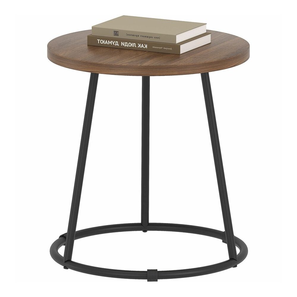 Lorell Accession End Table - Round Top - Powder Coated Four Leg Base - 4 Legs - 200 lb Capacity - 1" Table Top Thickness x 19" Table Top Diameter - 19.75" Height - Assembly Required - Walnut - Laminat. Picture 7