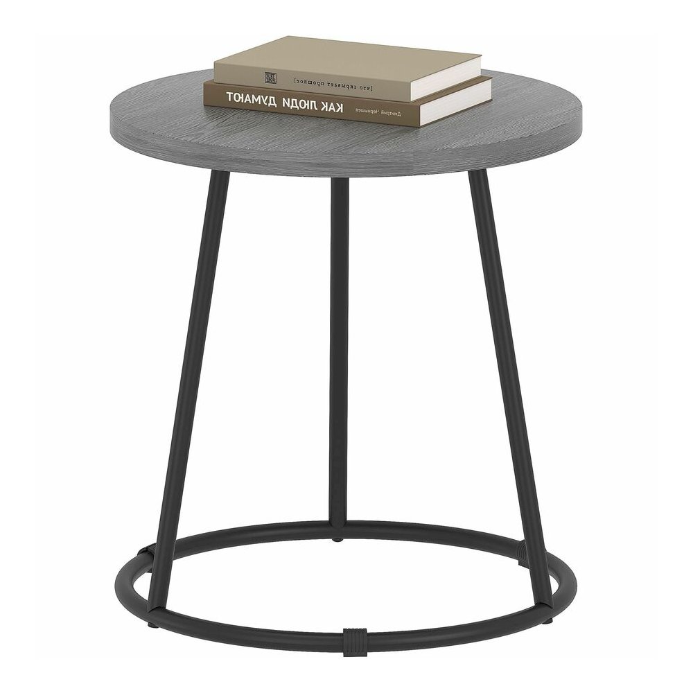 Lorell Accession End Table - Round Top - Powder Coated Four Leg Base - 4 Legs - 200 lb Capacity - 1" Table Top Thickness x 19" Table Top Diameter - 19.75" Height - Assembly Required - Weathered Charco. Picture 7