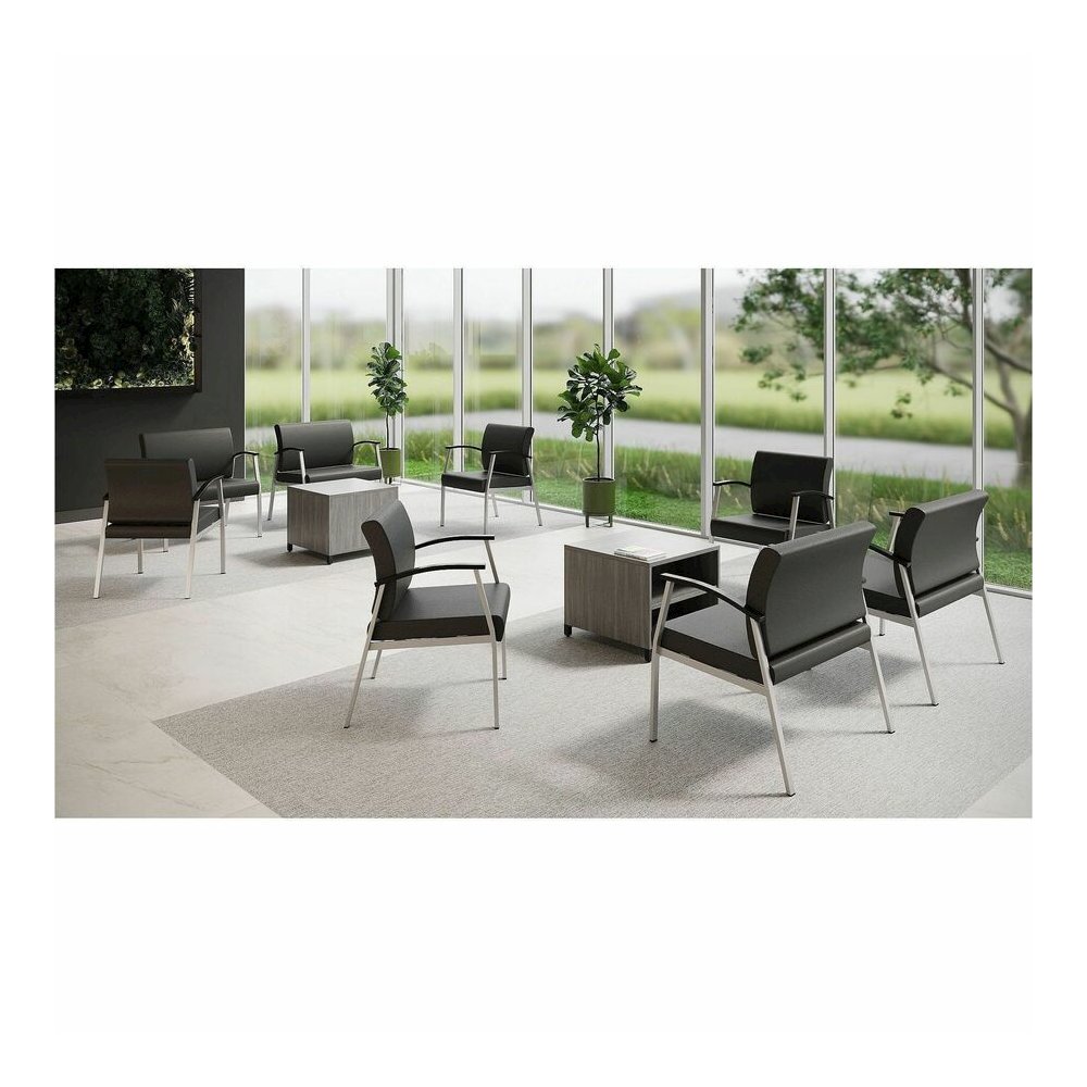 Lorell Healthcare Reception Big & Tall Antimicrobial Guest Chair - Vinyl Seat Material - Vinyl Back Material - Powder Coated Silver Frame Color - Steel Frame Material - Four-legged Base - Black, Silve. Picture 8
