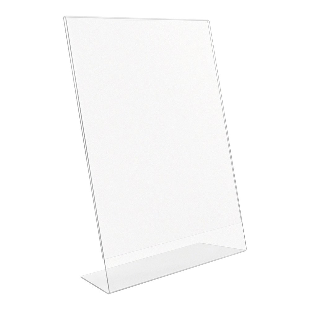 Lorell L-base Slanted Sign Holder Stand - Support 8.50" x 11" Media - Acrylic - Clear - 3 / Pack. Picture 8